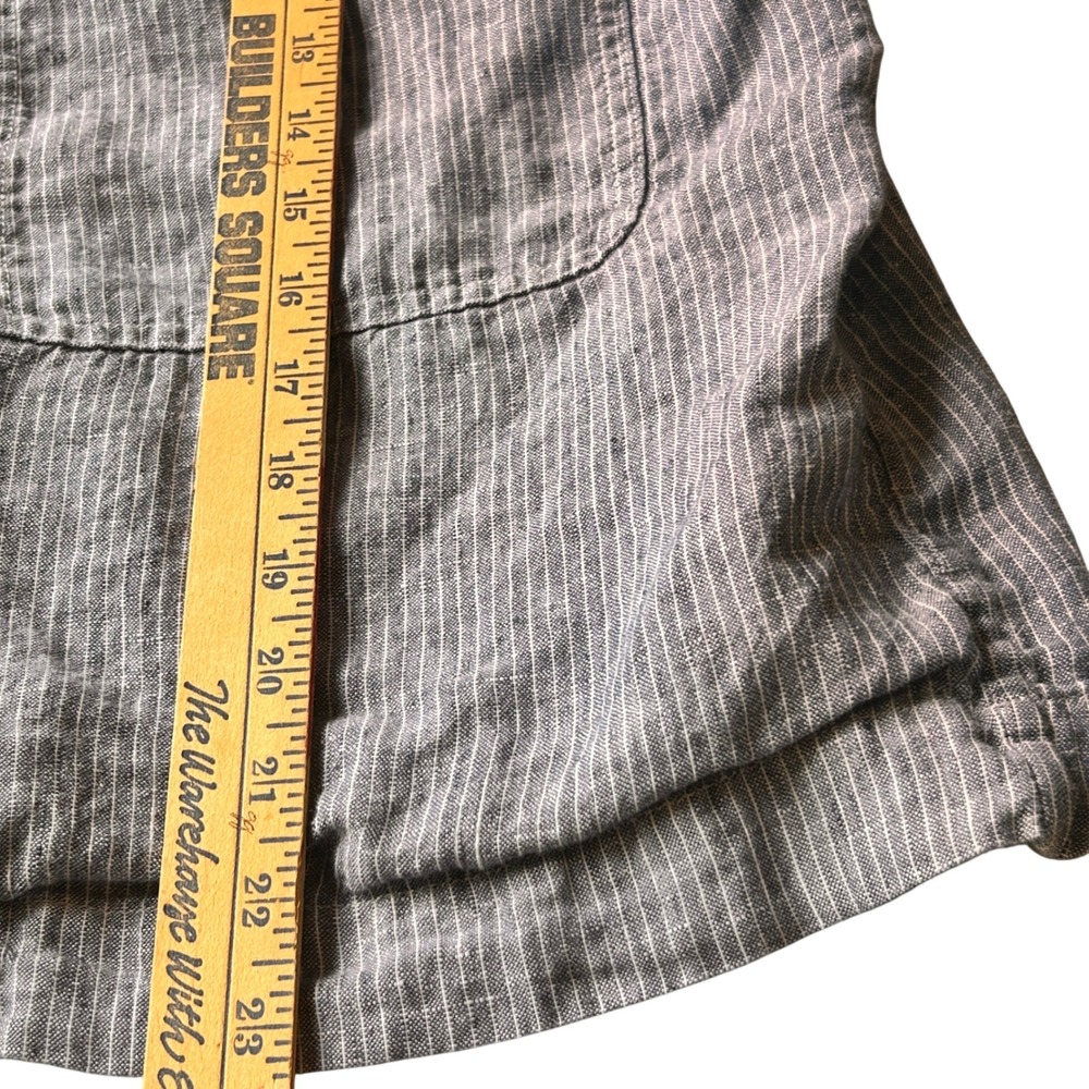 Everlane Linen Shirt L Blue Pinstripe Short Sleeve Button Down Pocket - Picture 5 of 5